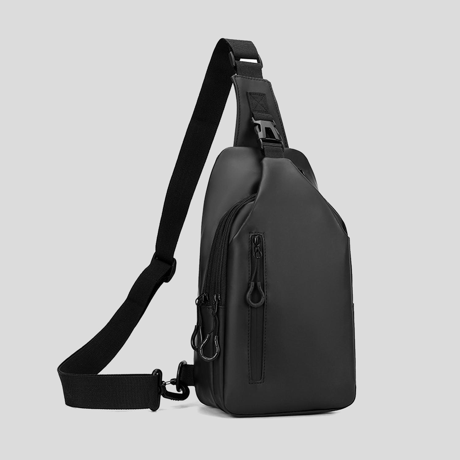 Men's Versatile Sling Chest Bag - Removable Adjustable Strap & Zipper Pockets Shoulder Bags for Business Travel