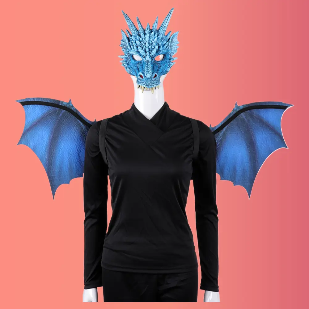 Dragon Mask with Wings Set for Adults Halloween Carnival Cosplay Costume Prop