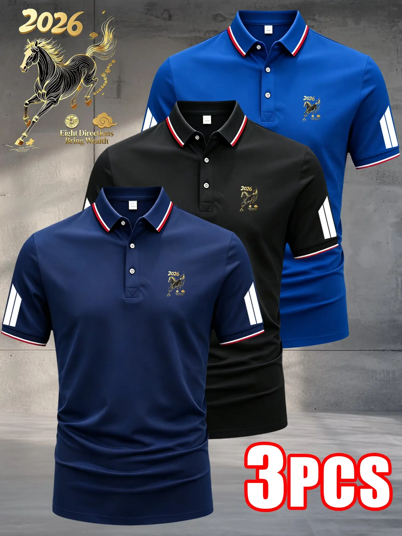3pcs Men's Polo Shirts, Casual Slim-Fit Short Sleeve, Breathable Comfort, Suitable for Spring Summer, Business Leisure Wear