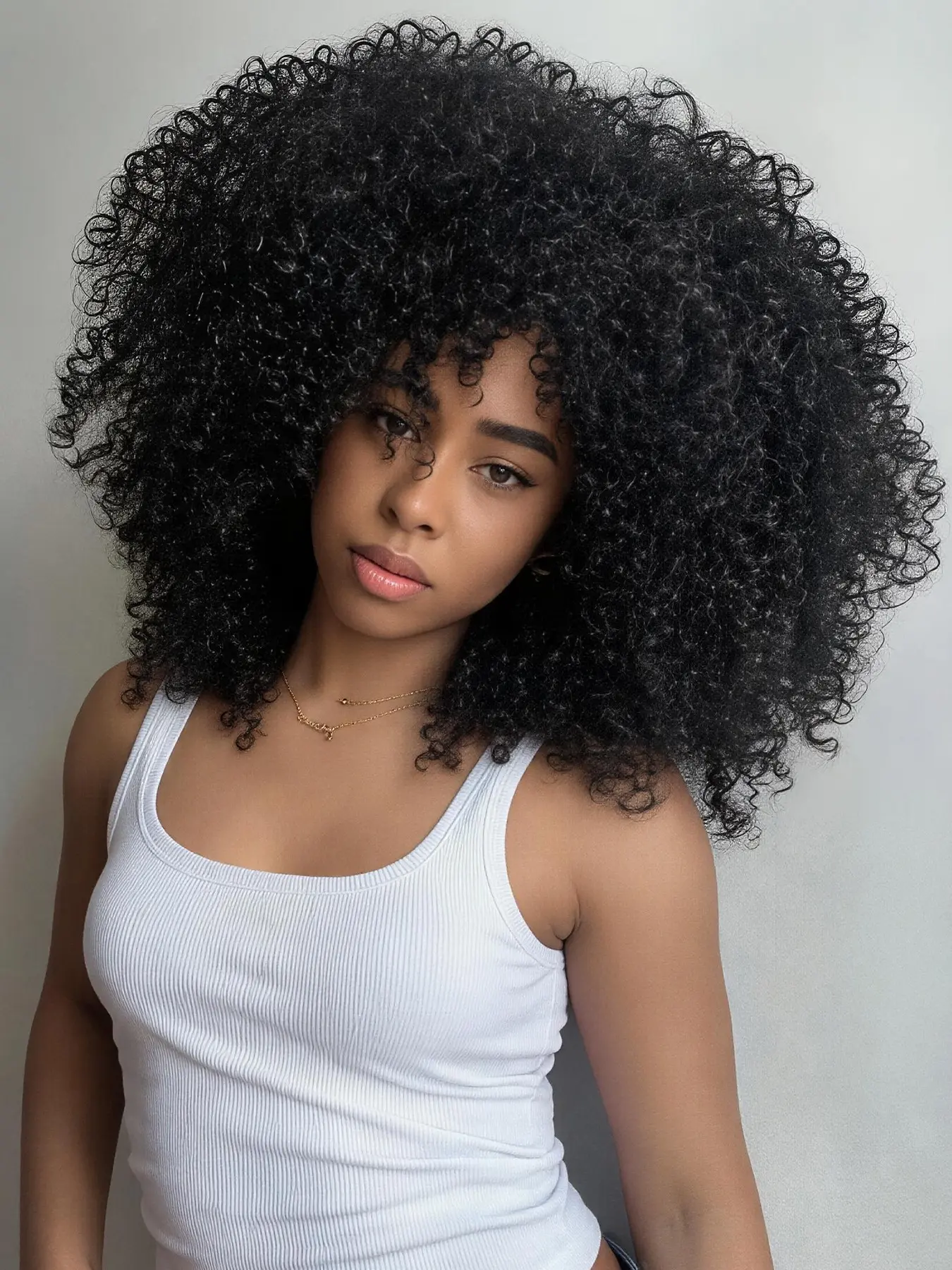 Afro Bomb Curly Wig with Bangs, Synthetic Fiber Glueless 14 Inch Bob, Kinky Curly Bangs Wig, Fluffy Curly Hair Wigs for Women