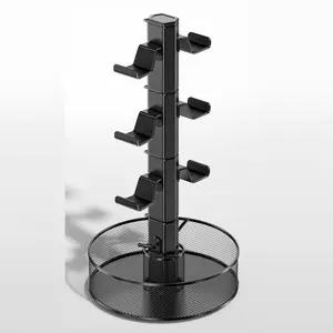Rotatable Gaming Controller Holder for Desk, Controller Stand with Storage Basket & Cable Organizer, Compatible with PS5, PS4, Xbox, Switch & PC Controllers, Ideal for Gaming Accessories Storage & Desk Organization
