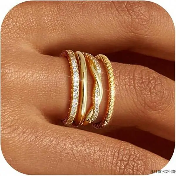 Quiet Luxury Viral Coquette Minimal Thin Plain Band Ring Set For Women, Real Gold Plated Stackable Index Finger Jewelry, Elegant Mix & Match Accessory For Dating Work Shopping Daily Outfit Styling