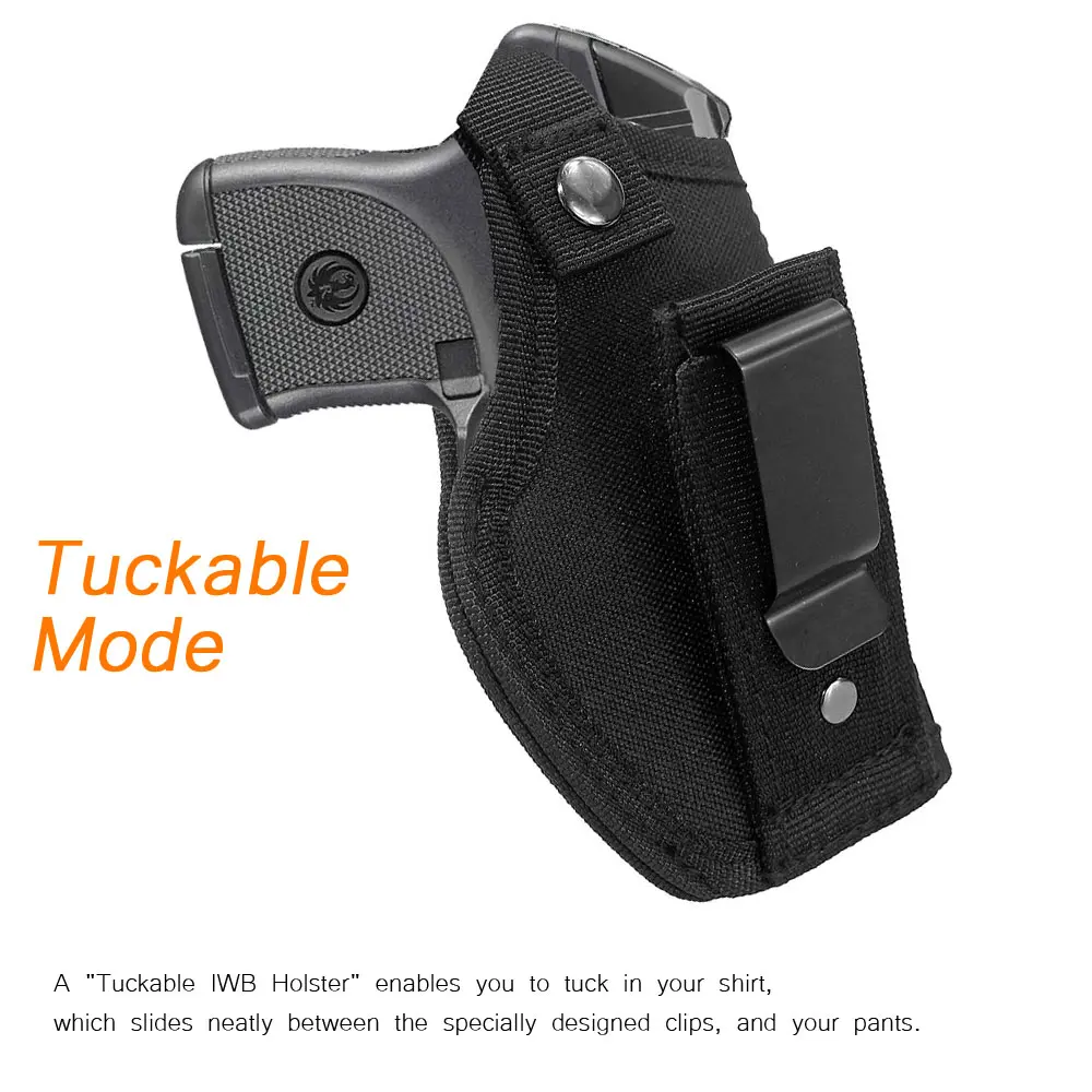 Tactical IWB Gun Holster for Hunting & Concealed Carry, Metal Clip Hold, Right-Hand, Shirt Tuck Design, Appendix Carry Fit for Micro Subcomp & Compact Pistols (Max 5" Slide)