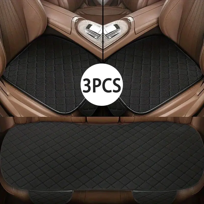Universal Car Three-Piece Seat Cushion Set, Non-Backrest Anti-Slip Waterproof Leather Rear Bench Pad, Multi-Color Vehicle Protection Mat, Car Seat Cushions