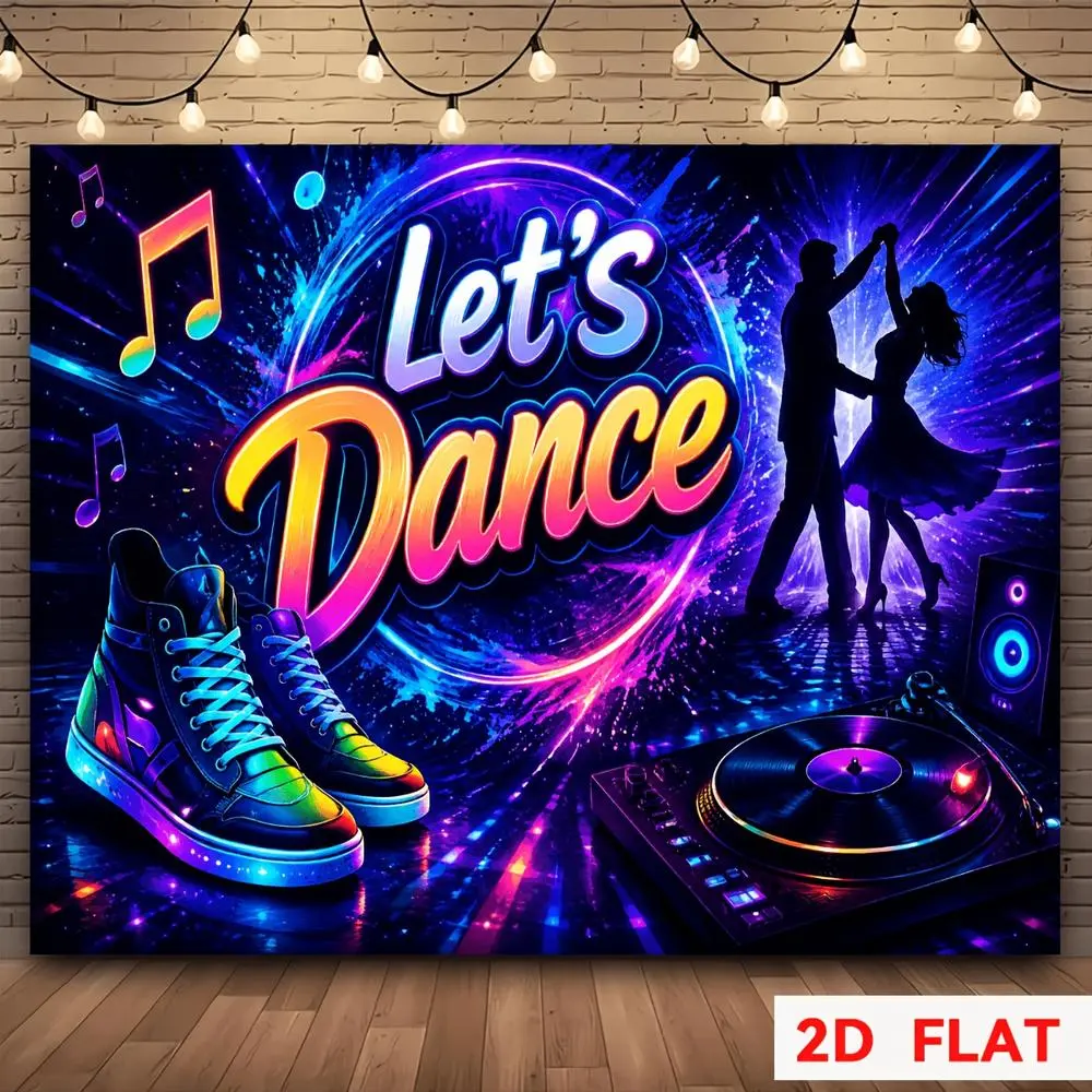 2D Flat Banner HD digitally printed polyester photography backdrop, neon dance themed soft lightweight foldable background cloth for dance parties, portrait shooting, product photos, video studio, online conten