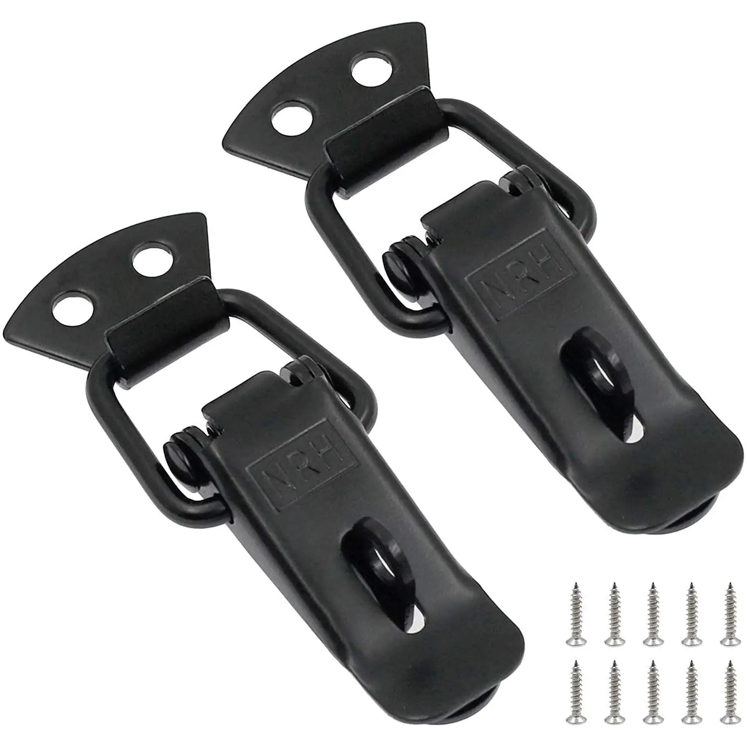 Zorfeter 2 Pack Black Stainless Steel Spring Loaded Toggle Lock Clasp Latch for Cabinet Boxes Suitcase, with Mounting Screws