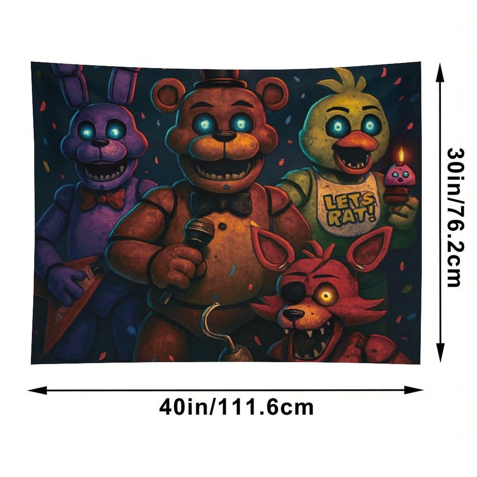 Five Nights at Freddy's (FNAF) Tapestry, Freddy Fazbear and Bonnie Theme Decorative Wall Hanging, Bedroom Dormitory Horror Game Merchandise Wall Tapestry