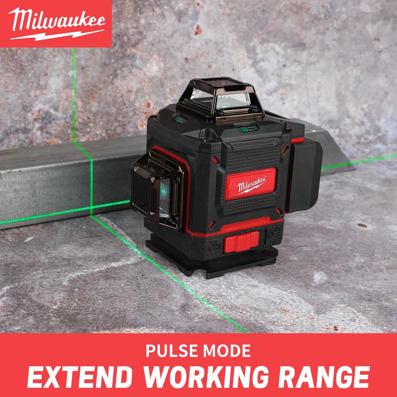 Milwaukee Degree Vertical Cross Laser Level 360 Green Beam Horizontal & Vertical Rechargeable 5000mAh Battery Range Finder Tools