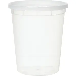 Plastic Soup  Container with  (12), 32 oz, 12 Pack, Clear