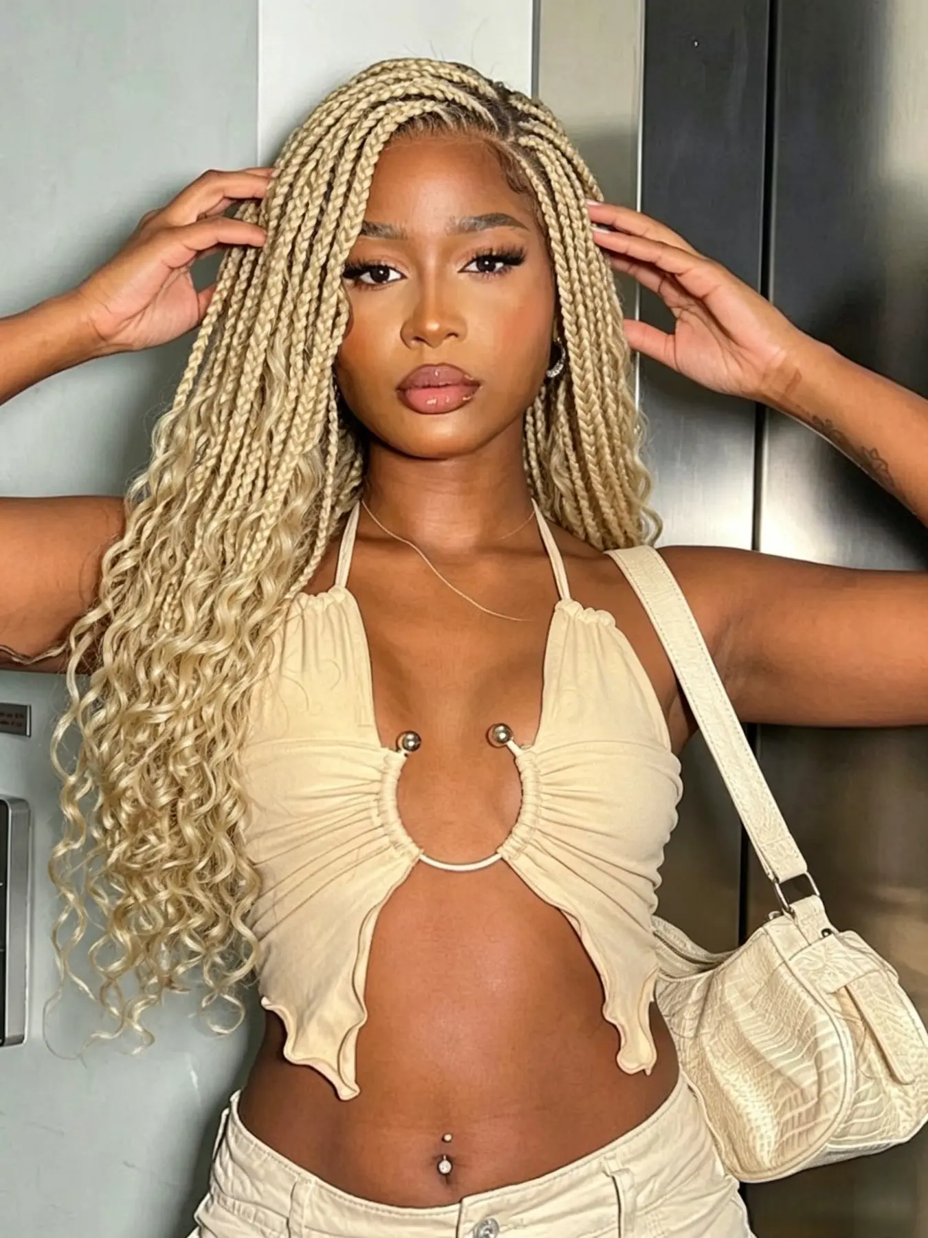 Full Lace Curly Tip Braided Hair Texture Wig, 20 Inch Pre-Plucked Hairline, Natural Look for Women, Comfortable & Stylish Hairstyle Accessory, Braided Hair Wigs