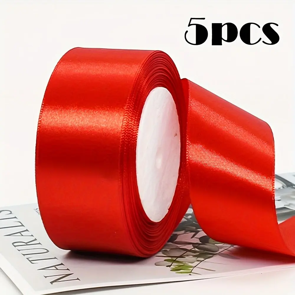 5 Rolls Large Ribbon, Total Length 2100cm Per Roll, Ideal for Baking, Gift Wrapping, Crafts, Hair Accessories, Wedding Decor, Sewing, Invitations, Christmas Decor
