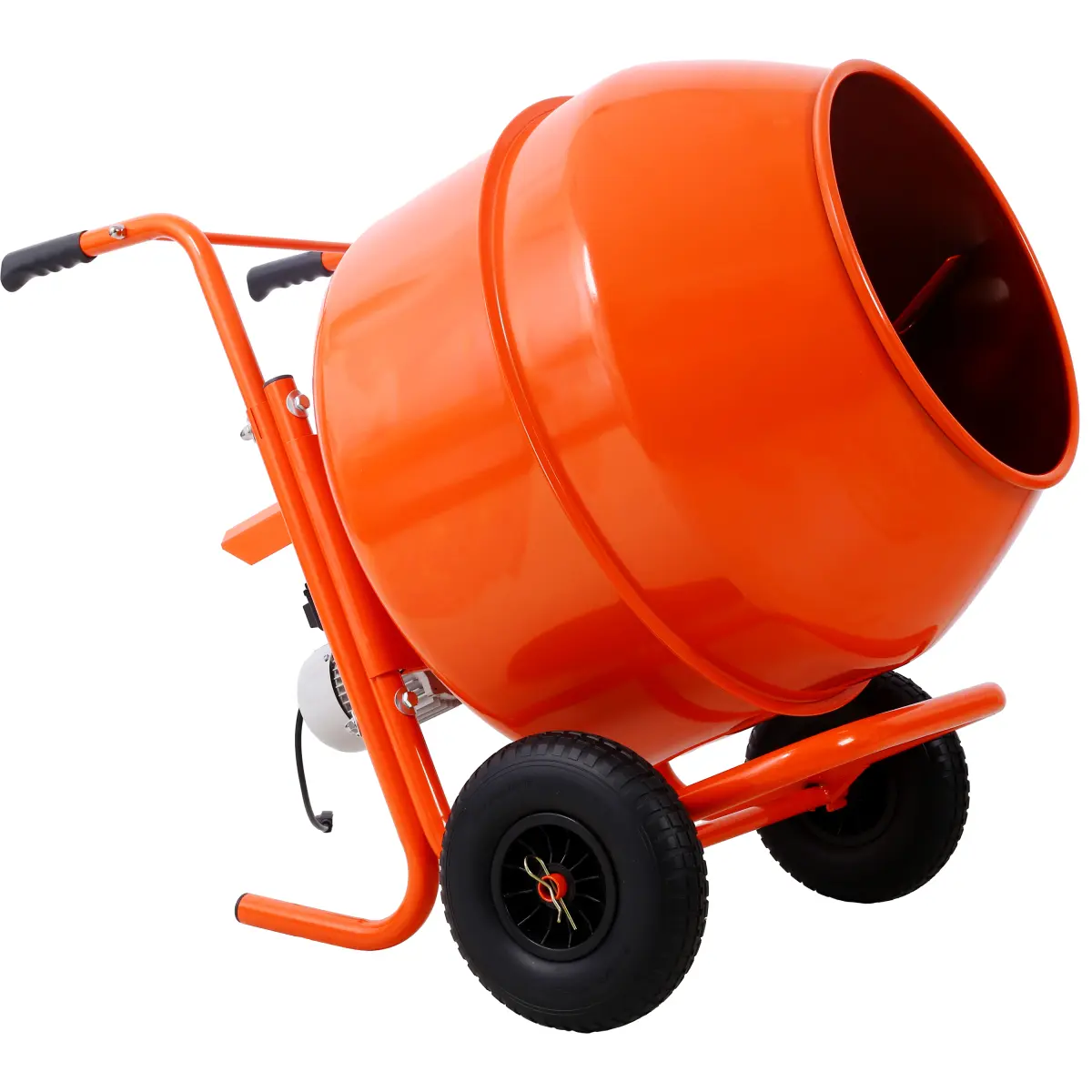 Aobtkel224L 8CUFT horizontal portable cement mixer,Wheel Barrow Portable Cement Concrete Mixer 115V-60HZ,orange color