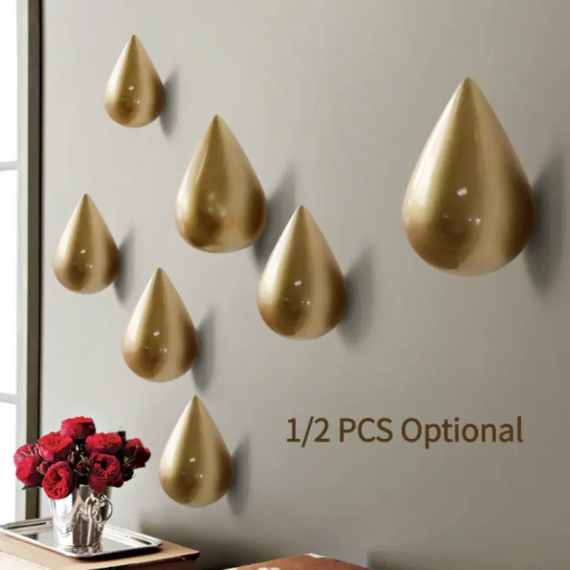 Water Drop Shaped Coat Hanger Wall Mounted Decorative Hooks Hat Rack for Hanging Bathroom Dressing Room Wall Decoration