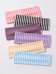 6 Pcs Women's Striped Hair Bands, Soft Elastic Sports Headbands, Workout Headbands, Non-Slip Elastic Hair Ties, Ideal for Yoga, Running, Fitness, Daily Use