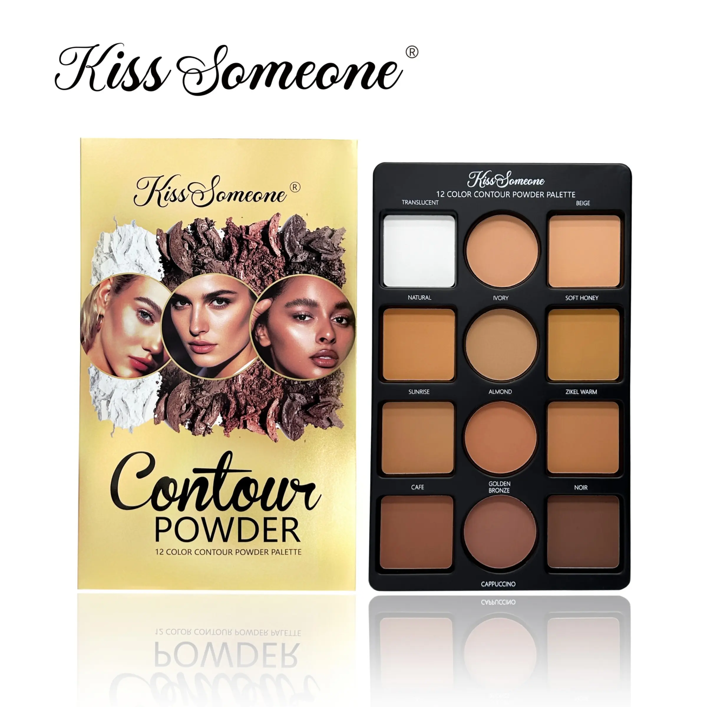 Contouring Makeup Palette for Beginners, 9 Colors, Large Pro Contour Palette with Brush, Bronzer, Waterproof, Long-Lasting, Gift for Medium Dark Skin