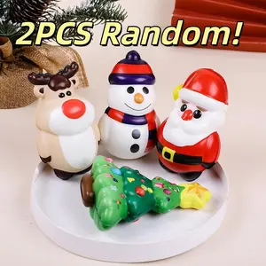 2pcs Christmas Soft TPR Decor Ornaments with Vivid Cartoon Faces, Cute Eye & Mouth Design Santa, Rudolph, Snowman & Gingerbread Man Figure Decor, Festive Xmas Tree Hanging Decor, Perfect Holiday & Birthday Present for Men Women Family Home Party Decor