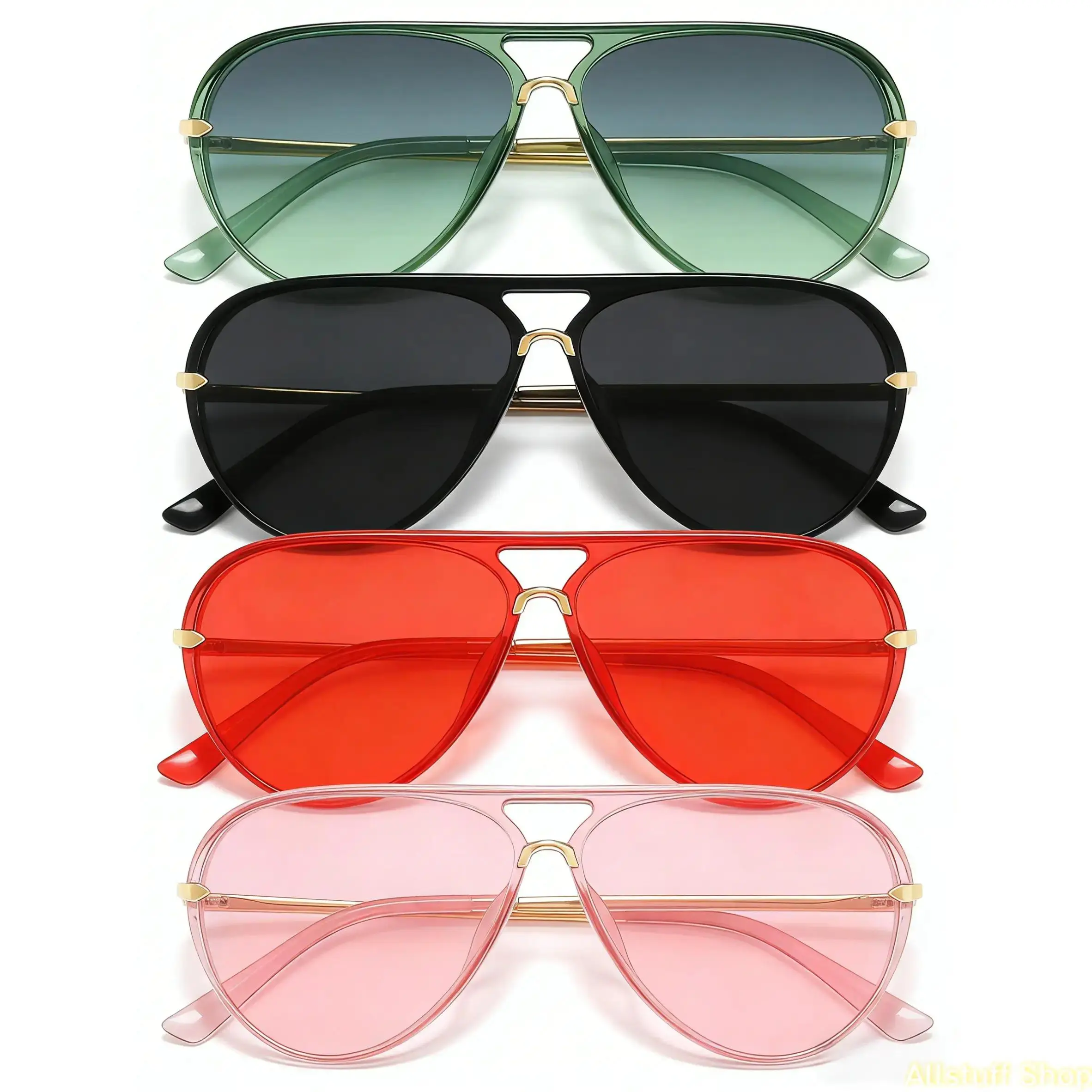 Women's 4-Pack High-Quality Gradient Tinted Lens Aviator Sunglasses - Female Casual Fashion Frame Sunglasses Set for Summer Sports & Outdoor Sun Protection