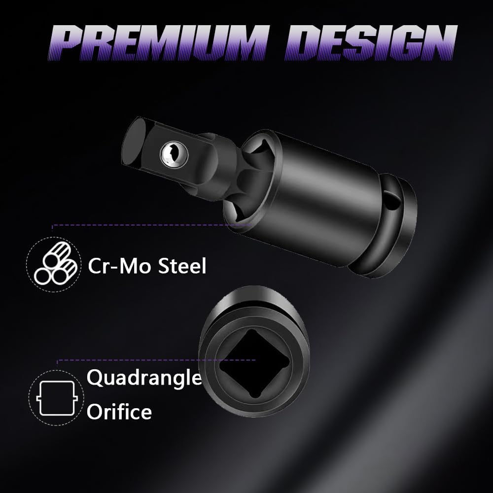 Universal Joint-Socket, Impact Swivel Socket Set, 3-, 1/4-Inch, 3/8-Inch, 1/2-Inch Drive Set.... Universal Joint-Socket, Impact Swivel Socket Set, 3-, 1/4-Inch, 3/8-Inch, 1/2-Inch Drive Set....