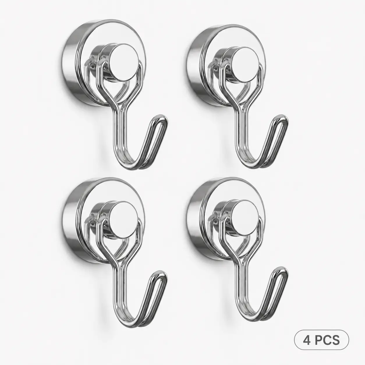 4 PCS Magnetic Hooks, Heavy Duty Swivel Swing Neodymium Magnet Hooks for Fridge, Kitchen, Cruise Cabin, Garage and Metal Surfaces,table,no