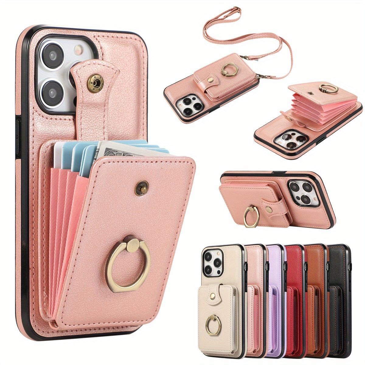 Card holder phone case for iPhone 17/16e/16/15/14/13/12/11 Pro Max SE 2020/SE 2022/X/XS/XR/XS Max 16/15/14/7/8 Plus 17 Air.Features 360-degree rotating ring holder, RFID anti-theft function, and drop protection function.
