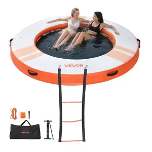VEVOR Inflatable Floating Dock, 8 FT Inflatable Dock Platform, Non-Slip Water Air Mat with Portable Carrying Bag and Detachable Ladder, Floating Water Platform Island Raft for Pool Beach Ocean, Orang