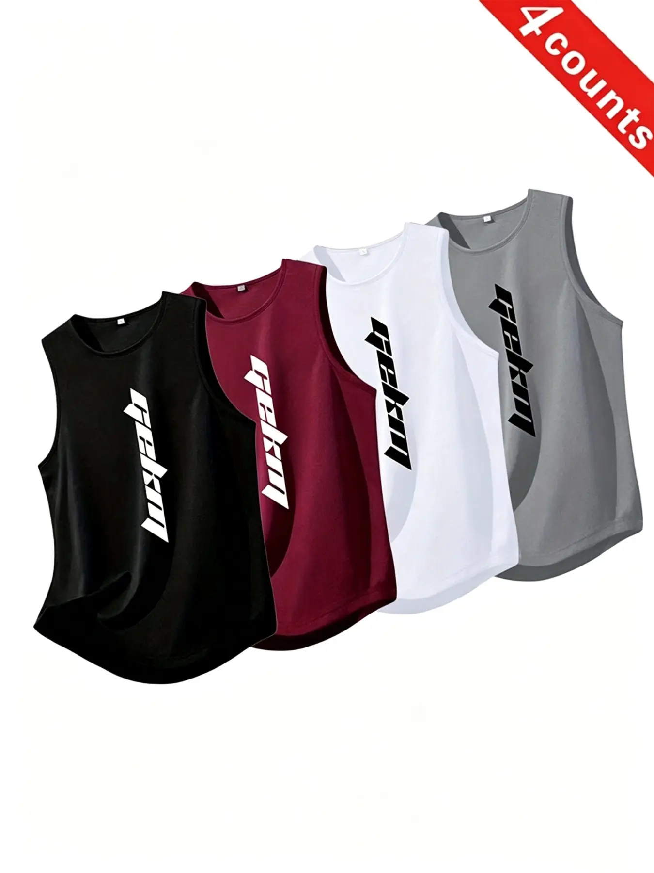 Men's 4-Pack Quick-Dry Workout Vests, Sleeveless Gym Vest, Moisture-Wicking Breathable Sports Vests for Running, Swimming and Fitness Training