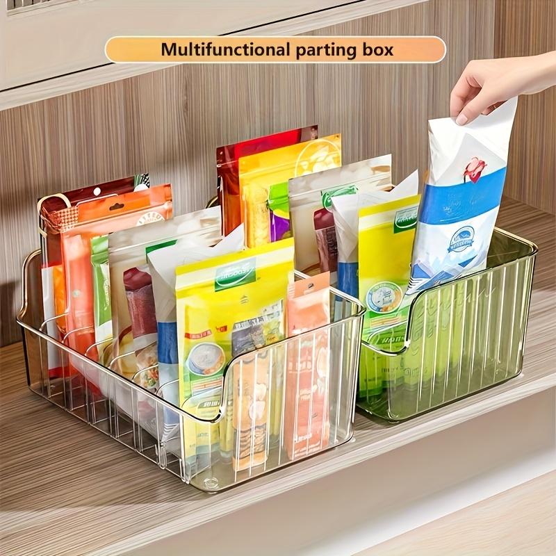 Transparent Plastic Spice Storage Box with Adjustable Dividers, Multi-Purpose Kitchen Organizer for Snacks & Small Items