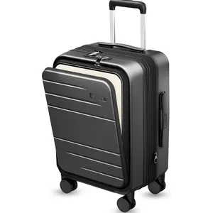Carry  Luggage 22x14x9 Airline Approved, Expandable Polycarbonate Suitcase with Front Pocket (FX-Core, Charcoal Metallic, 20 Inch)