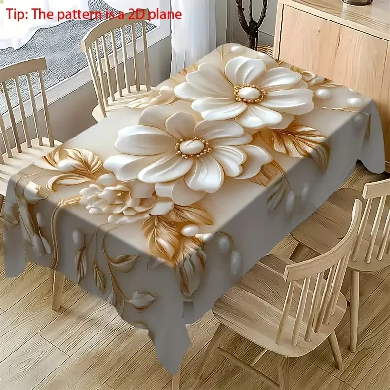 Elegant Pearl Floral Tablecloth, Modern Art Design, Perfect for Restaurant Decor, Weddings, Camping, Birthday Parties, High-End Banquets