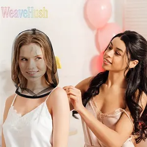Short Mesh Bridal Veil for Bachelor & Bachelorette Party, Dual-Use Party Mask Wedding Veil, Secure Wear Wedding Dress Accessory That Won’t Damage Your Hairstyle