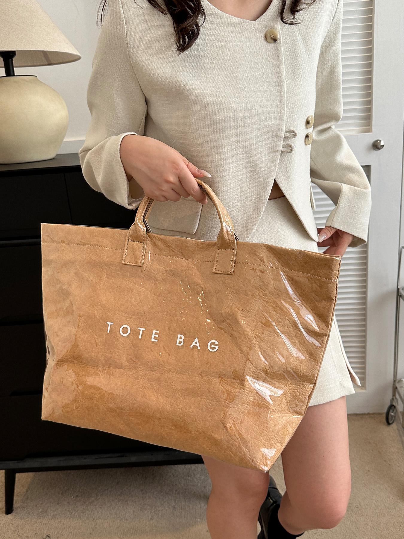 Fashionable Solid Color Tote Bag, Large Capacity Bag for Women & Men, Casual Trendy Versatile High-quality Daily Commuting Bag, Girl Fashion Bag