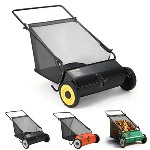 21" Manual Lawn Sweeper with 4-Brush System, 3.5 Cu.ft. Collector Bag, Adjustable Height for Leaves, Grass & Yard Debris