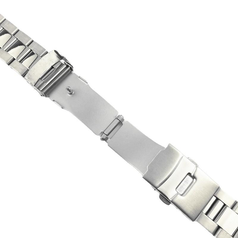 Three-bead solid stainless steel watch strap with double safety clasp, black steel diving watch chain