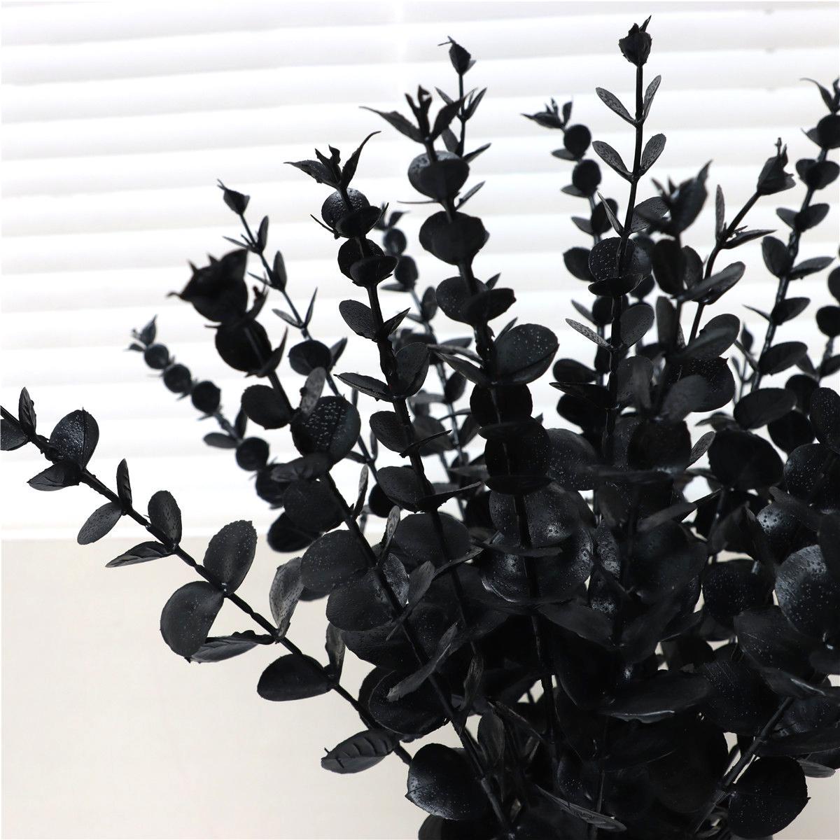 Artificial Plastic Eucalyptus Leaves Bunch Branch For Wedding & Home Decor, Artificial Faux Greenery, Artificial Faux Plants, 24pcs/bunch Fake Eucalyptus Leaves Bunch for Romantic Bouquet Decor