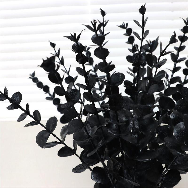 Artificial Plastic Eucalyptus Leaves Bunch Branch Elegant Artificial Plants For Wedding & Home Decor, 24pcs/bunch Fake Eucalyptus Leaves Bunch for Romantic Bouquet Decor