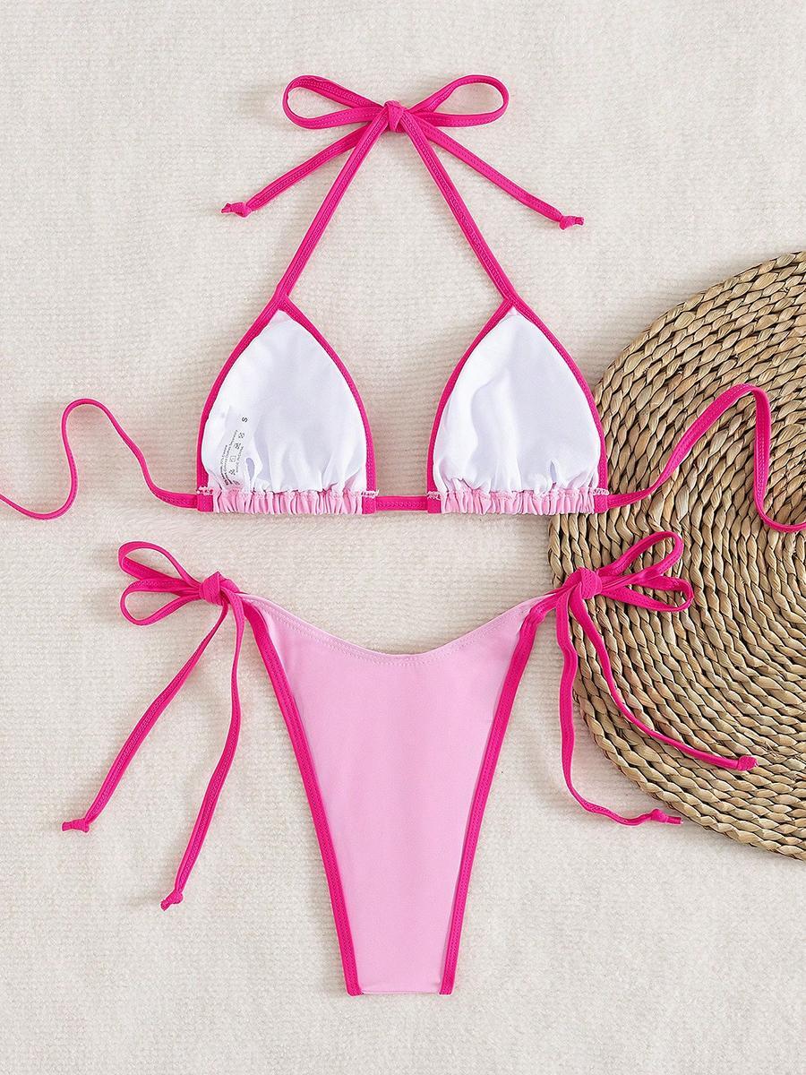 Contrast Color Separates Micro Bikini 2026 Women's Swimsuit Female Swimwear Mini Thong Bikinis Set Two-piece Bathing Suit