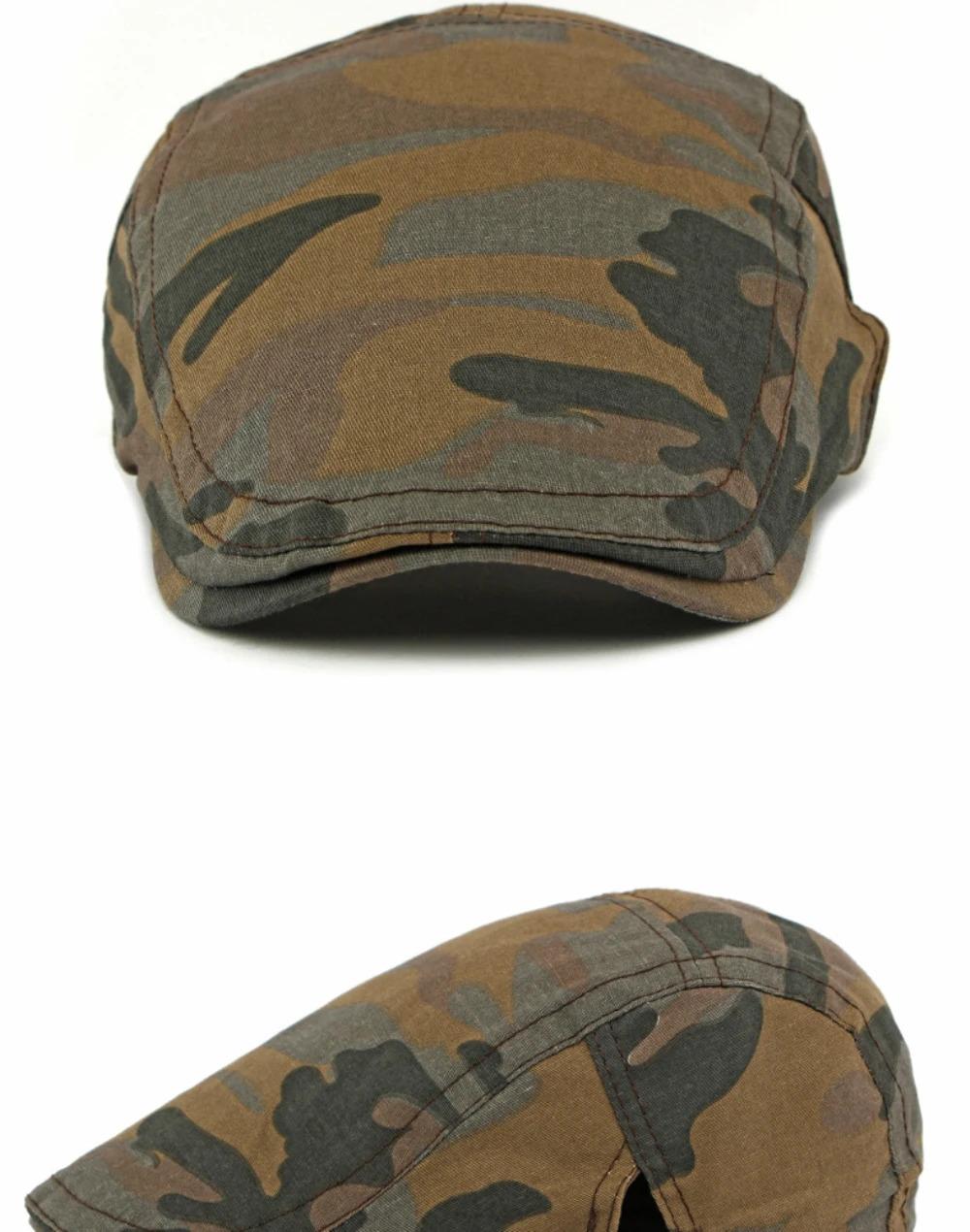 HT4837 Mens Berets Women Spring Summer Sun Cap Artist Painter Beret Hat Male Female Adjustable Ivy Flat Cap Camouflage Beret Cap