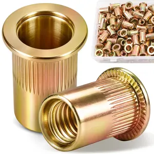 188 count 1/4"-20 Rivet Nut Kit Zinc Plated Carbon Steel Rivnut Flat  Knurled Rivet Nuts Threaded Insert Nutsert 1/4 RIV Nut for Metal Automotive DIY