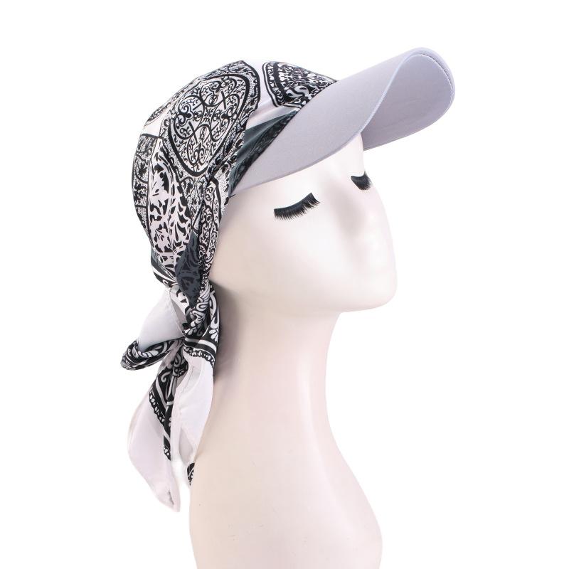Satin Square Scarf Turban Hat, Outdoor Sun Protection Visor Cap for Women