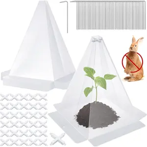 30 Pieces Garden Cloches for Plants, Reusable Plastic Plant Seedling Protector with 60 Ground Securing Peg, Transparent Bell Jar Cloches to Protect Plants from Birds, Slugs, sun, Frost, Freeze Weather