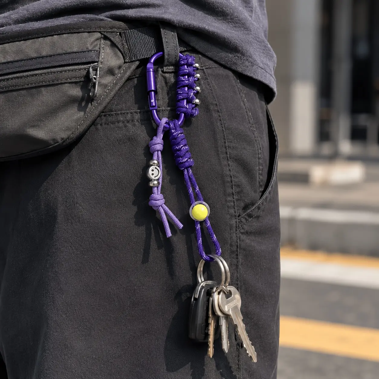 Handmade Creative Mountaineering Keychain Anti-lost Lanyard, with Aluminum Alloy D-shaped Buckle, Outdoor Multi-purpose Backpack Buckle Key Lanyard