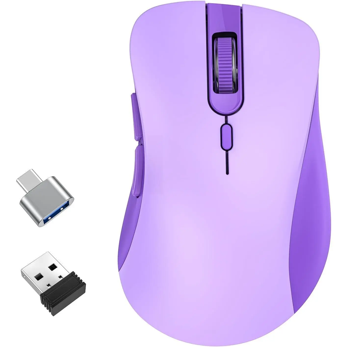 - Silent  Mice with USB Receiver & Type-C Adapter, Low Power,  Cordless  for Laptop, PC, Desktop, MacBook, 3 Adjustable DPI Levels ()