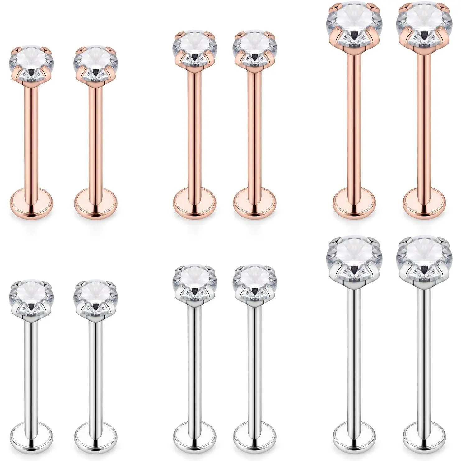 16G 14G Different Size Cheek   for Women Men  Ashley   lip  Dimple Studs Tongue Rings with Flat