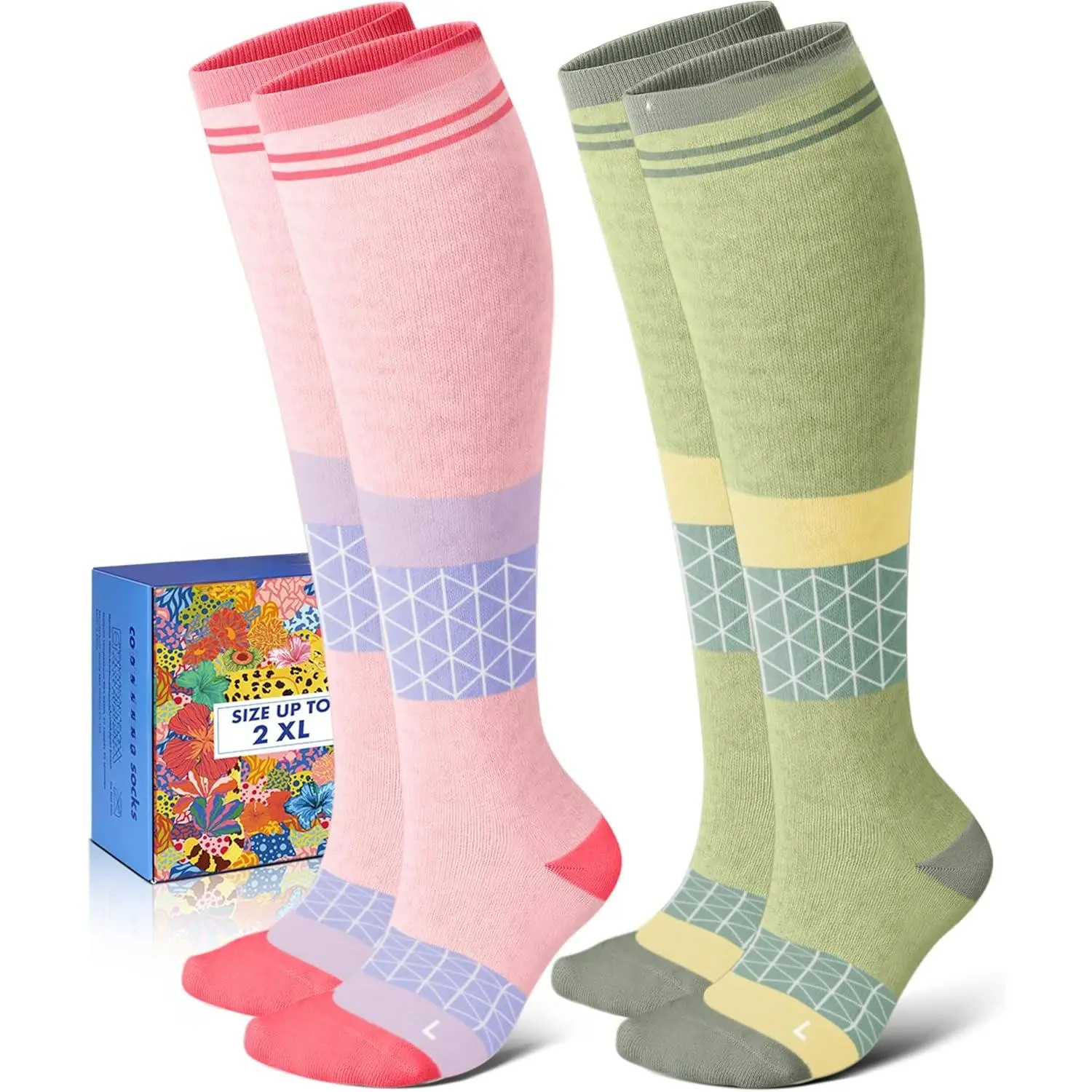 Thick Soft Cotton Compression Socks  Women Men 15-20mmHg Knee High Breathable Cotton Socks  All Day Comt New model