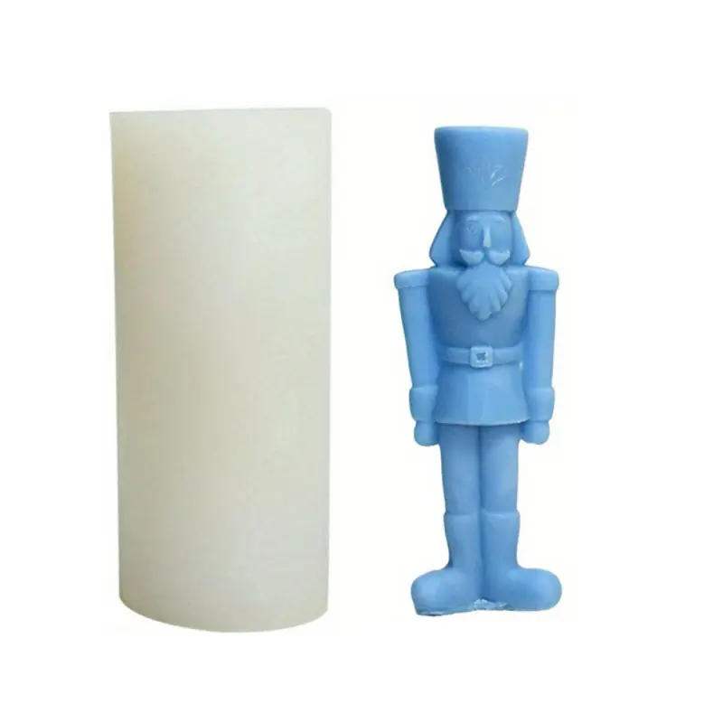 1 soldier-shaped nutcracker candle silicone mold. It can be used for handmade crafts with resin and plaster, and is suitable for making homemade candles, soaps and party artworks, creating a strong festive atmosphere.