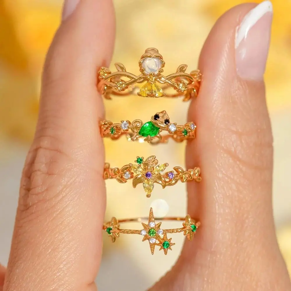 MIGGA New Fairy Tales Princess Cubic Zircon Ring for Women Girls Opening Design High Quality Jewelry