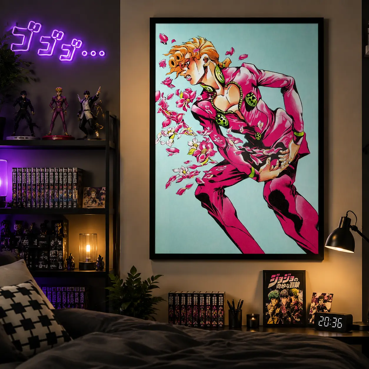 JoJo's Bizarre Adventure Anime Canvas Wall Art Poster,Japanese Manga Character Artwork Print, Retro Anime Wall Decor, Aesthetic Room Decoration for Bedroom, Gaming Room, Otaku Gift