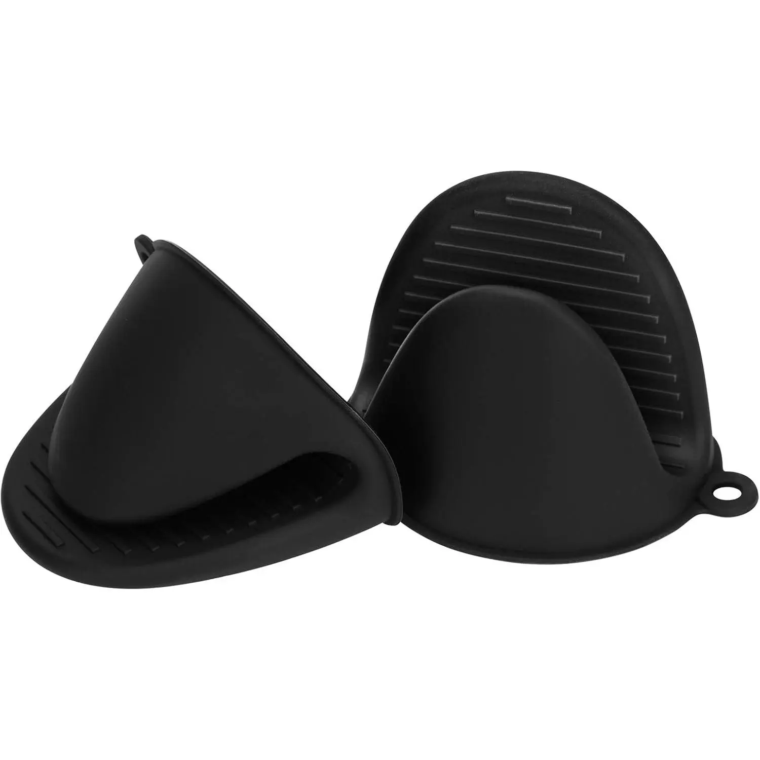 Silicone Oven Mitts Pot Holders Sets  Kitchen Heat Resistant Small Kitchen Mittens Rubber Air Fryer Mitts Mini Pot Pinch Grip  Cooking and Baking 1 Pair (Black)