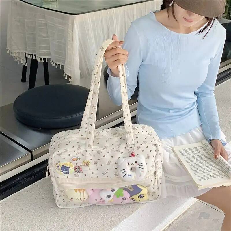 New Y2k Cute Large Capacity Ita Bag Lolita Girls Transparent Bag DIY Badge Display Shoulder Bag Fashion Comic Exhibition Handbag