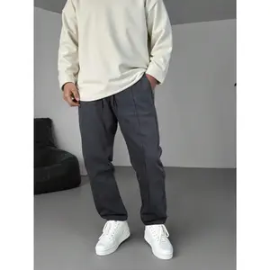 Men’s Dark Grey Tapered Jogger Pants, Elastic Waist Minimal Panel Design Casual Loungewear Trousers, Athleisure Core Relaxed Fit Clean Aesthetic Comfy Daily Wear Soft Tech Style Trending 2026